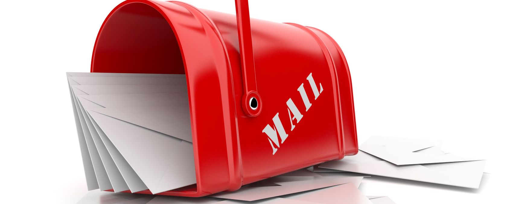Direct mail design in a red mailbox